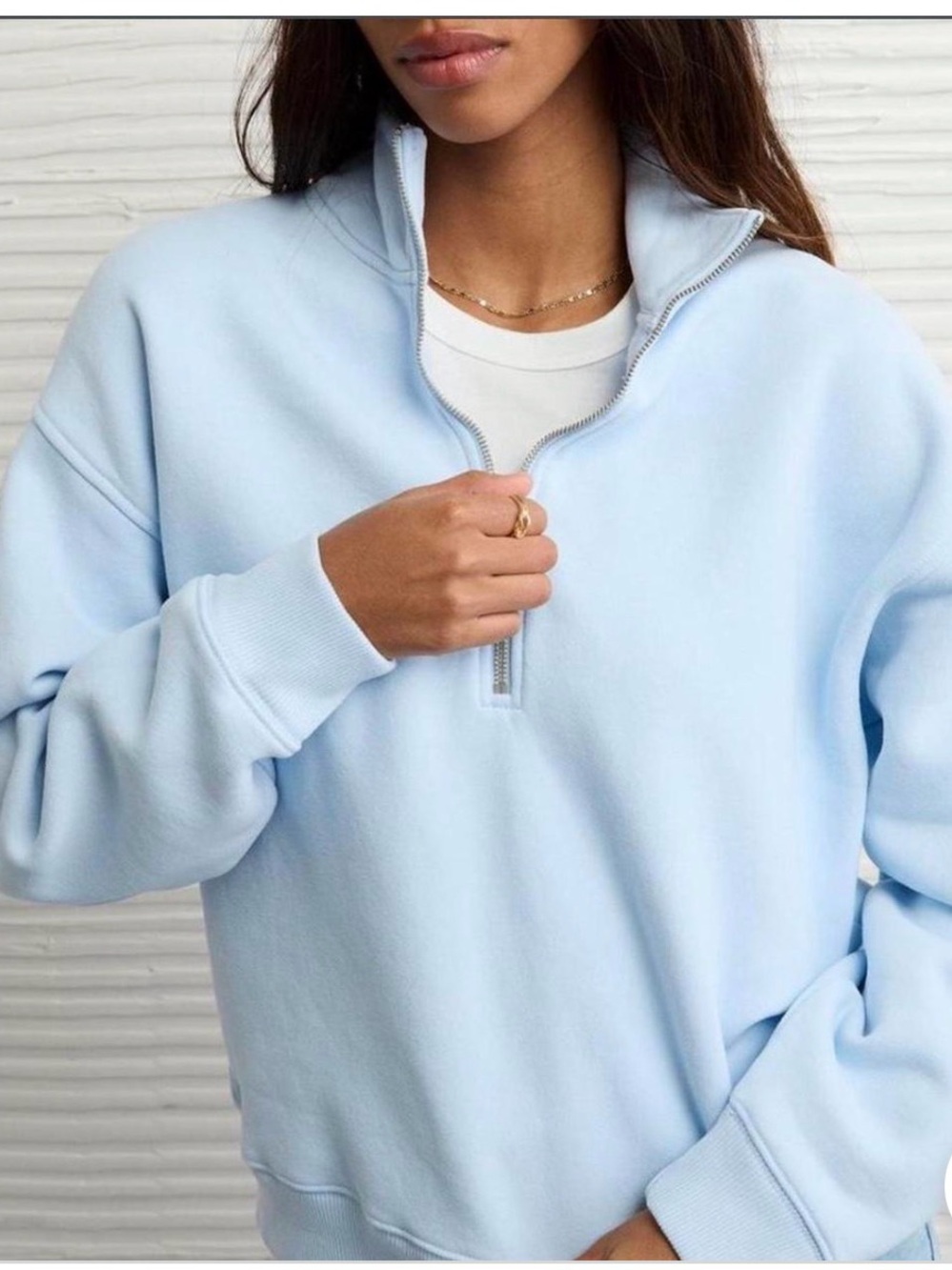 American Eagle Outfitters AE everyday luxe quarter zip light blue
